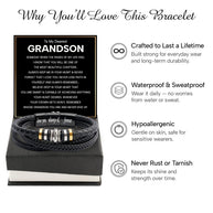 To My Grandson Bracelet With Heartfelt Message - Unique Jewelry For Men - Beautiful Chapters