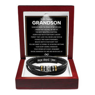 To My Grandson Bracelet With Heartfelt Message - Unique Jewelry For Men - Beautiful Chapters