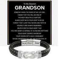 To My Grandson Linked Together Bracelet With Heartfelt Message - Unique Jewelry For Men - Beautiful Chapters