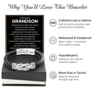 To My Grandson Linked Together Bracelet With Heartfelt Message - Unique Jewelry For Men - Beautiful Chapters