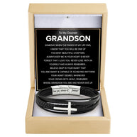 To My Grandson Cross Bracelet With Heartfelt Message - Unique Jewelry For Men - Beautiful Chapters