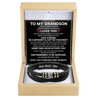 To My Grandson Bracelet With Heartfelt Message - Unique Jewelry For Men - Forever And Always