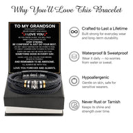 To My Grandson Bracelet With Heartfelt Message - Unique Jewelry For Men - Forever And Always