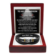 To My Grandson Bracelet With Heartfelt Message - Unique Jewelry For Men - Forever And Always