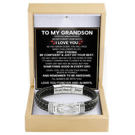 To My Grandson Linked Together Bracelet With Heartfelt Message - Unique Jewelry For Men - Forever And Always