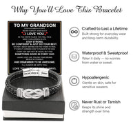 To My Grandson Linked Together Bracelet With Heartfelt Message - Unique Jewelry For Men - Forever And Always