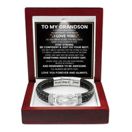 To My Grandson Linked Together Bracelet With Heartfelt Message - Unique Jewelry For Men - Forever And Always