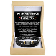 To My Grandson Bracelet With Heartfelt Message - Unique Jewelry For Men - Just Do Your Best
