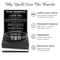 To My Grandson Bracelet With Heartfelt Message - Unique Jewelry For Men - Just Do Your Best