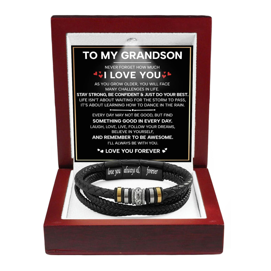 To My Grandson Bracelet With Heartfelt Message - Unique Jewelry For Men - Just Do Your Best