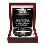 To My Grandson Bracelet With Heartfelt Message - Unique Jewelry For Men - Just Do Your Best