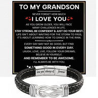 To My Grandson Linked Together Bracelet With Heartfelt Message - Unique Jewelry For Men - Just Do Your Best