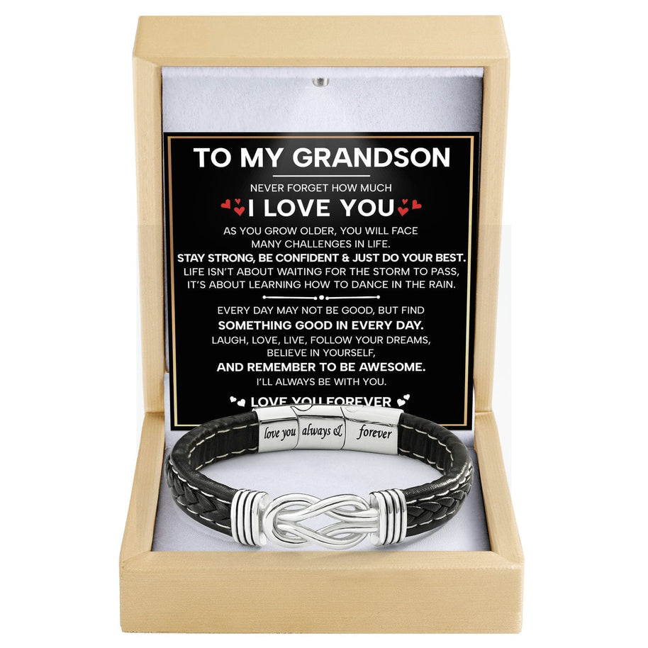 To My Grandson Linked Together Bracelet With Heartfelt Message - Unique Jewelry For Men - Just Do Your Best