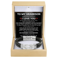 To My Grandson Linked Together Bracelet With Heartfelt Message - Unique Jewelry For Men - Just Do Your Best