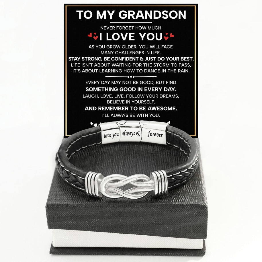 To My Grandson Linked Together Bracelet With Heartfelt Message - Unique Jewelry For Men - Just Do Your Best