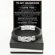 To My Grandson Linked Together Bracelet With Heartfelt Message - Unique Jewelry For Men - Just Do Your Best