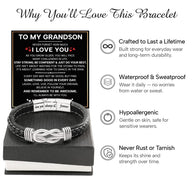 To My Grandson Linked Together Bracelet With Heartfelt Message - Unique Jewelry For Men - Just Do Your Best