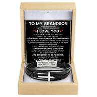 To My Grandson Cross Bracelet With Heartfelt Message - Unique Jewelry For Men - Just Do Your Best