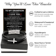 To My Grandson Cross Bracelet With Heartfelt Message - Unique Jewelry For Men - Just Do Your Best