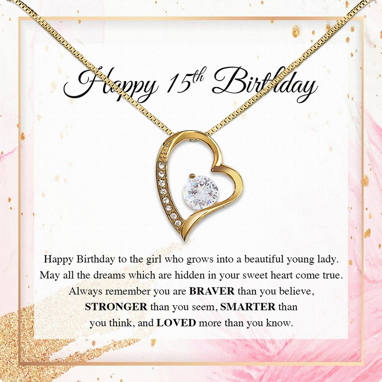 Necklace Gift For Happy 15 Birthday