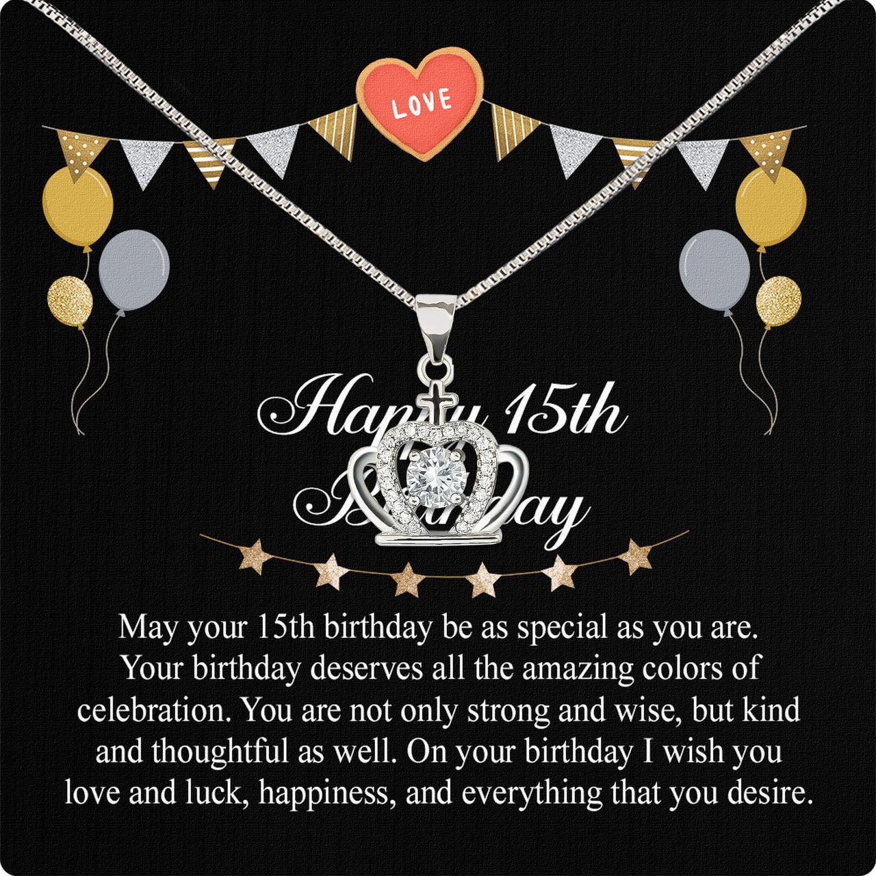 Necklace Gift For Happy 15 Birthday