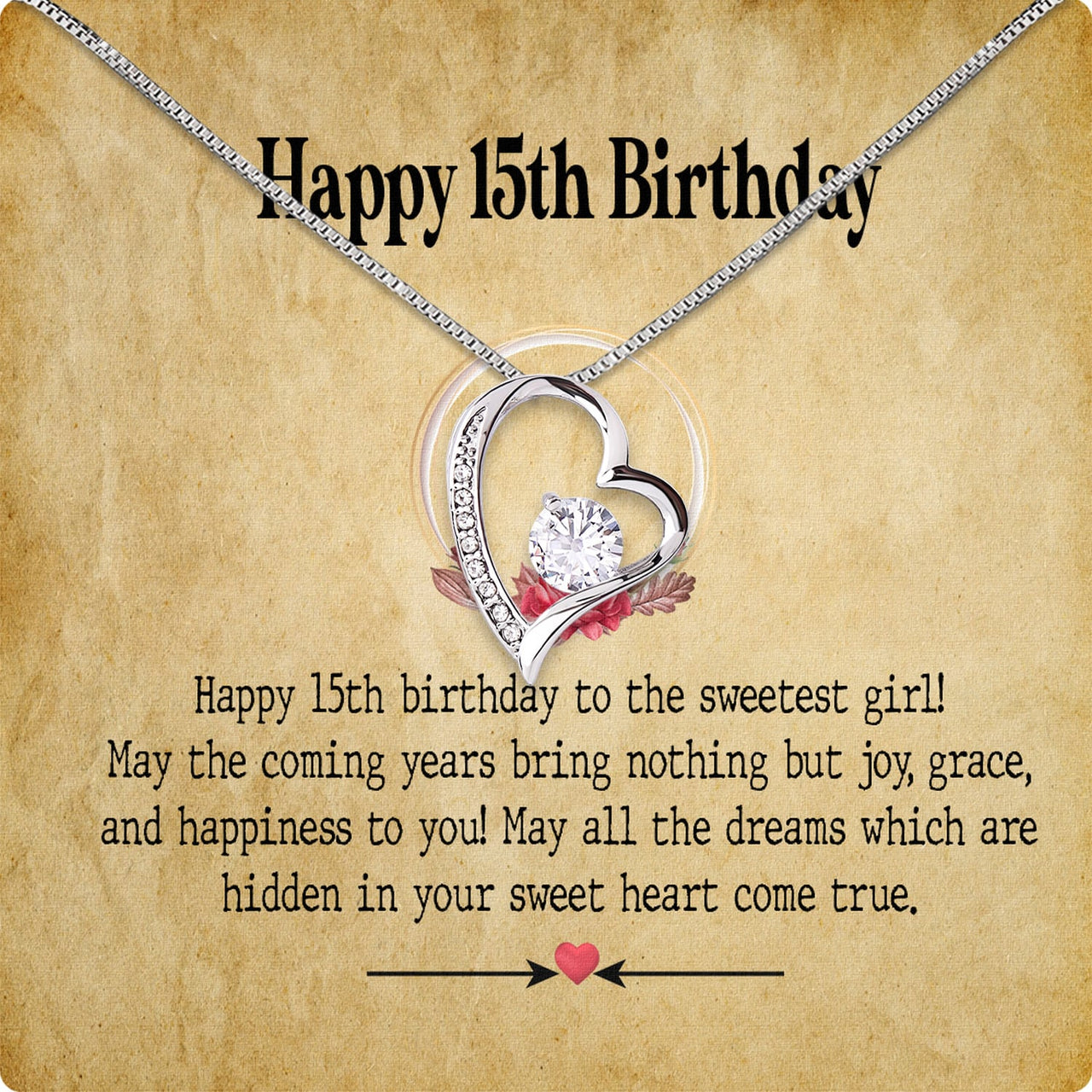 Necklace Gift For Happy 15 Birthday