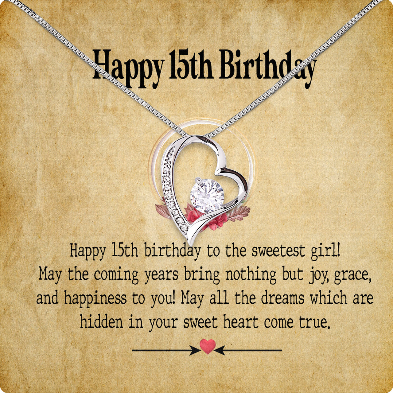 Necklace Gift For Happy 15 Birthday