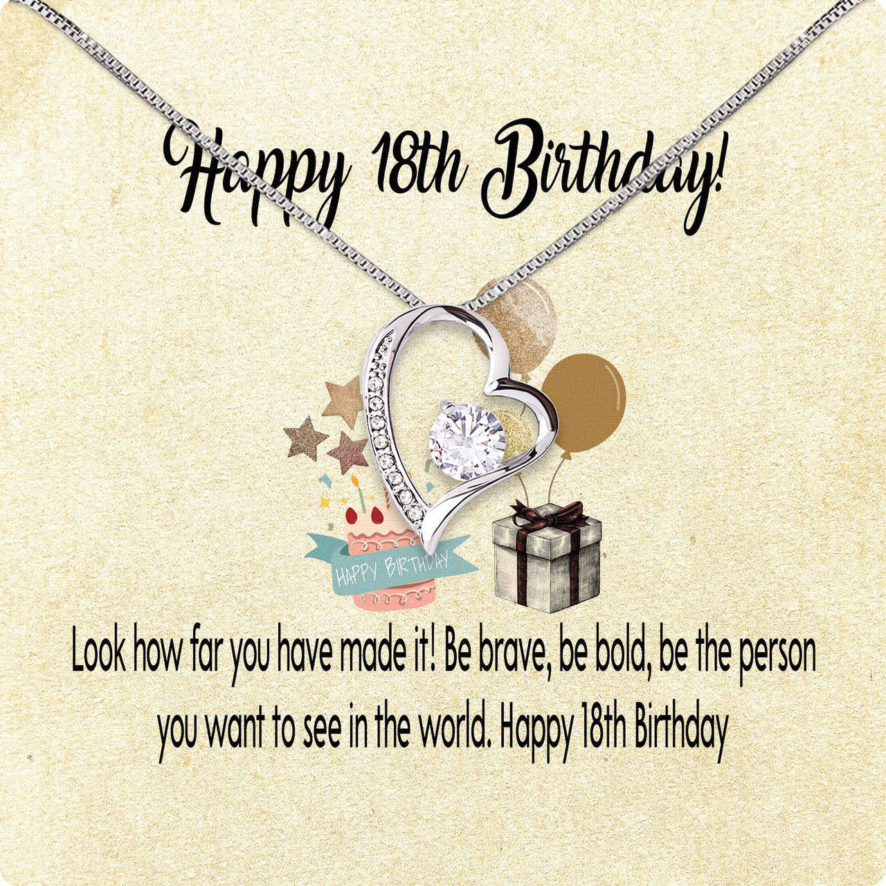 Necklace Gift For Happy 18 Birthday