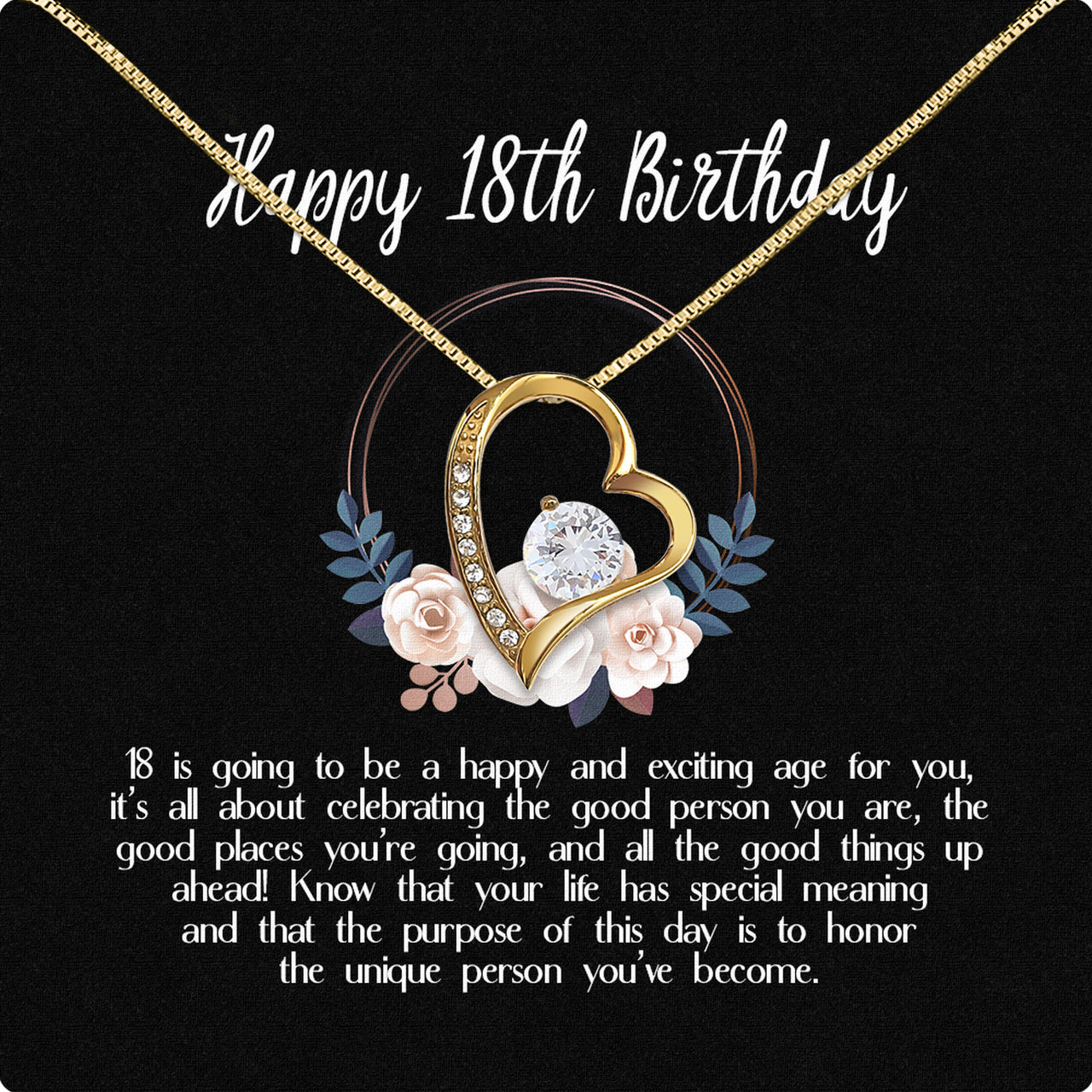 Necklace Gift For Happy 18 Birthday