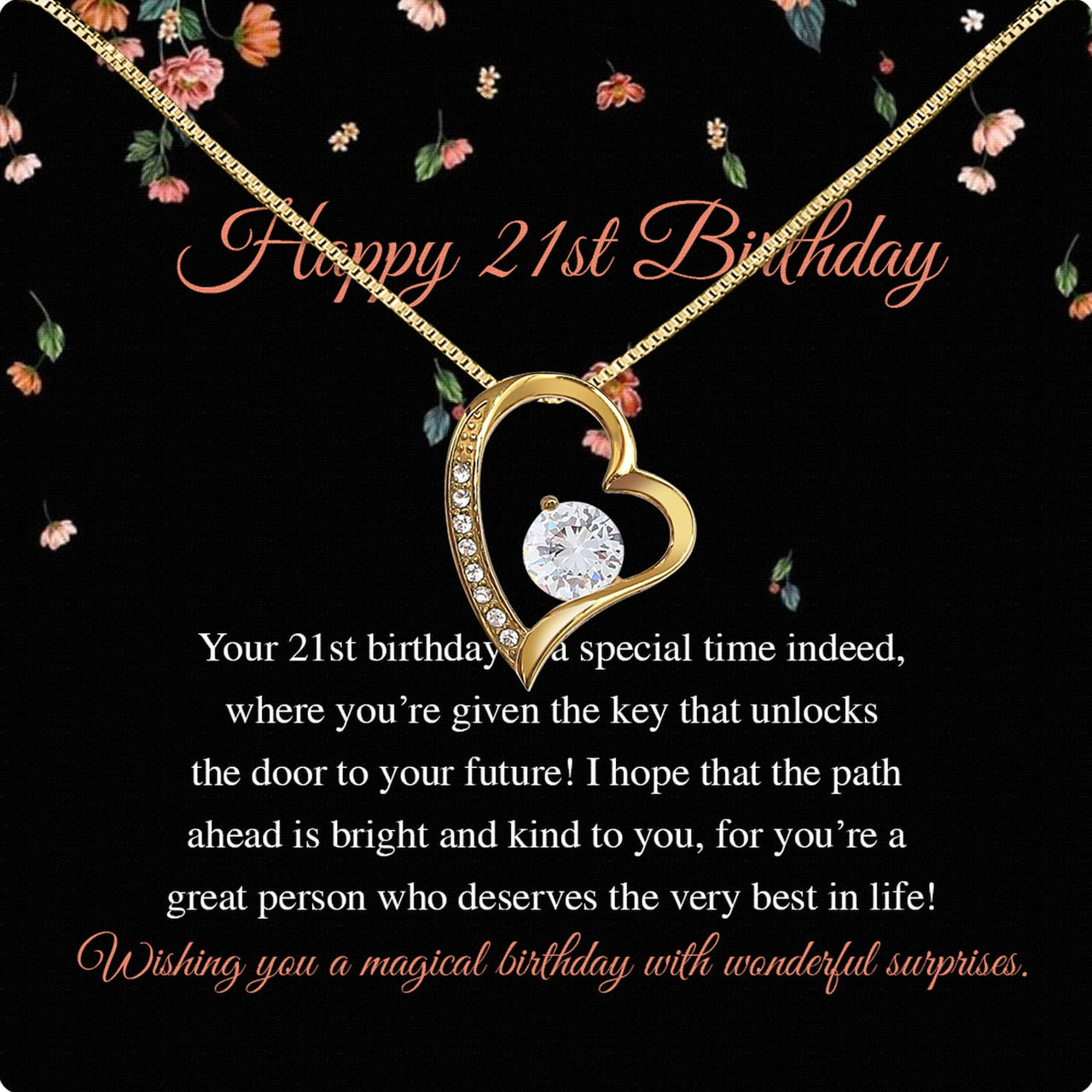 Necklace Gift For Happy 21 Birthday