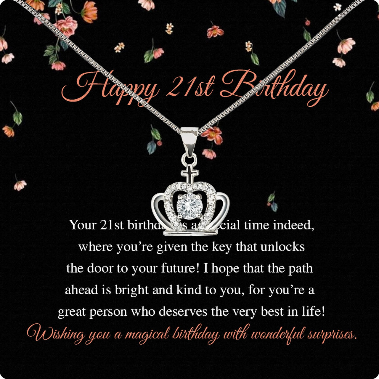 Necklace Gift For Happy 21 Birthday