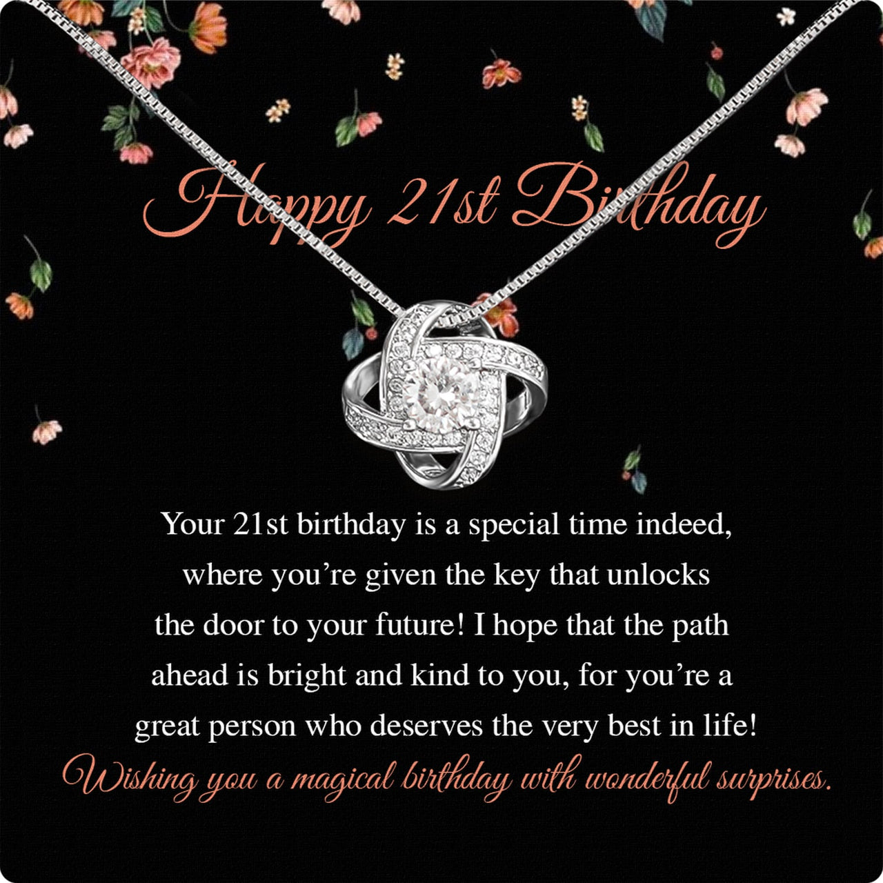 Necklace Gift For Happy 21 Birthday