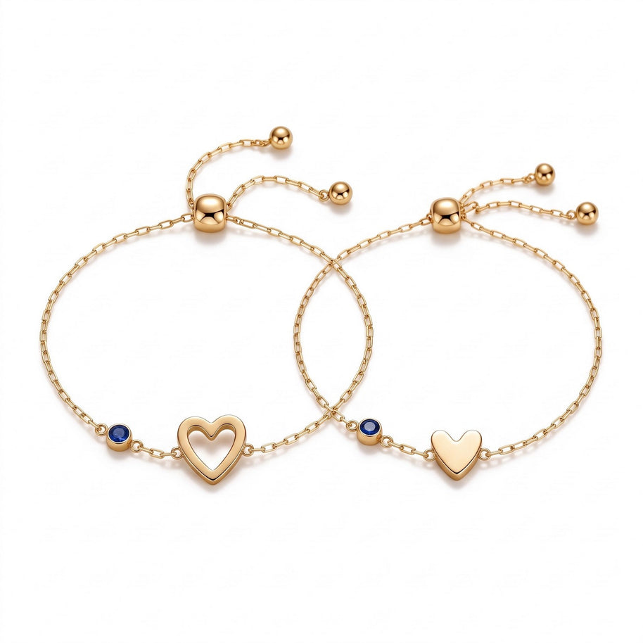 Heart Bracelet Matching Set With Birthstone