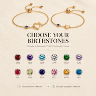 Heart Bracelet Matching Set With Birthstone