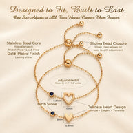 Heart Bracelet Matching Set With Birthstone
