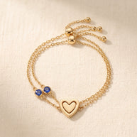 Heart Bracelet Matching Set With Birthstone
