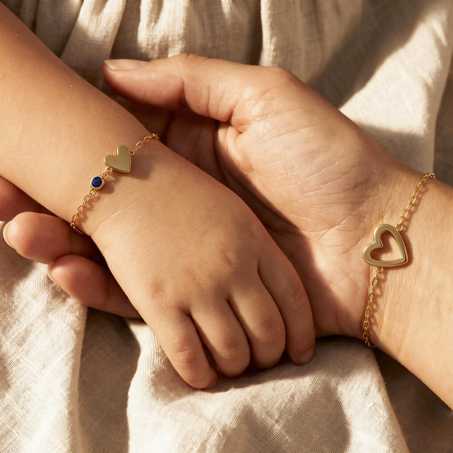 Heart Bracelet Matching Set With Birthstone