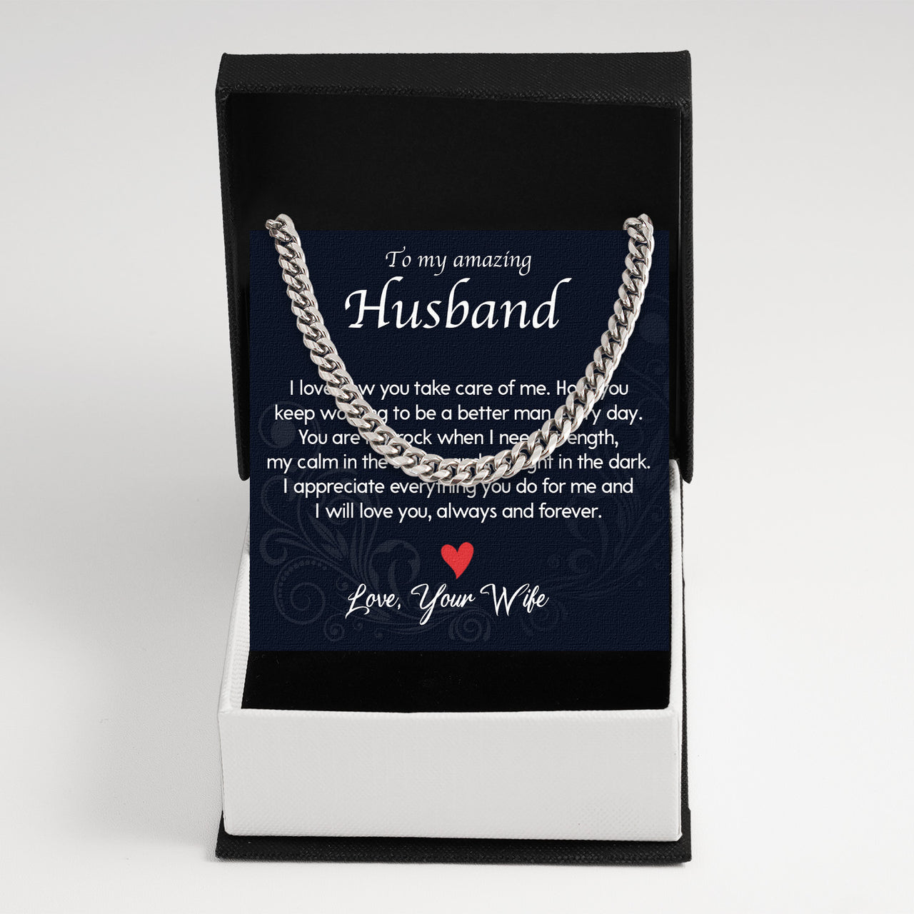 Cuban Necklace Gifts For Husband With Personalized Message Card Necklace