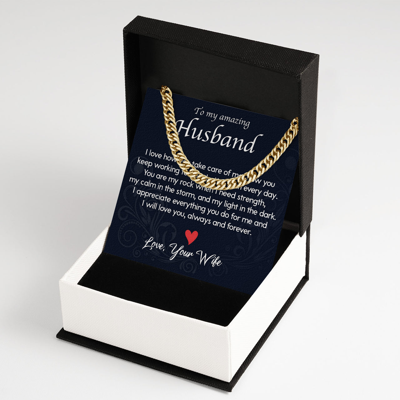 Cuban Necklace Gifts For Husband With Personalized Message Card Necklace