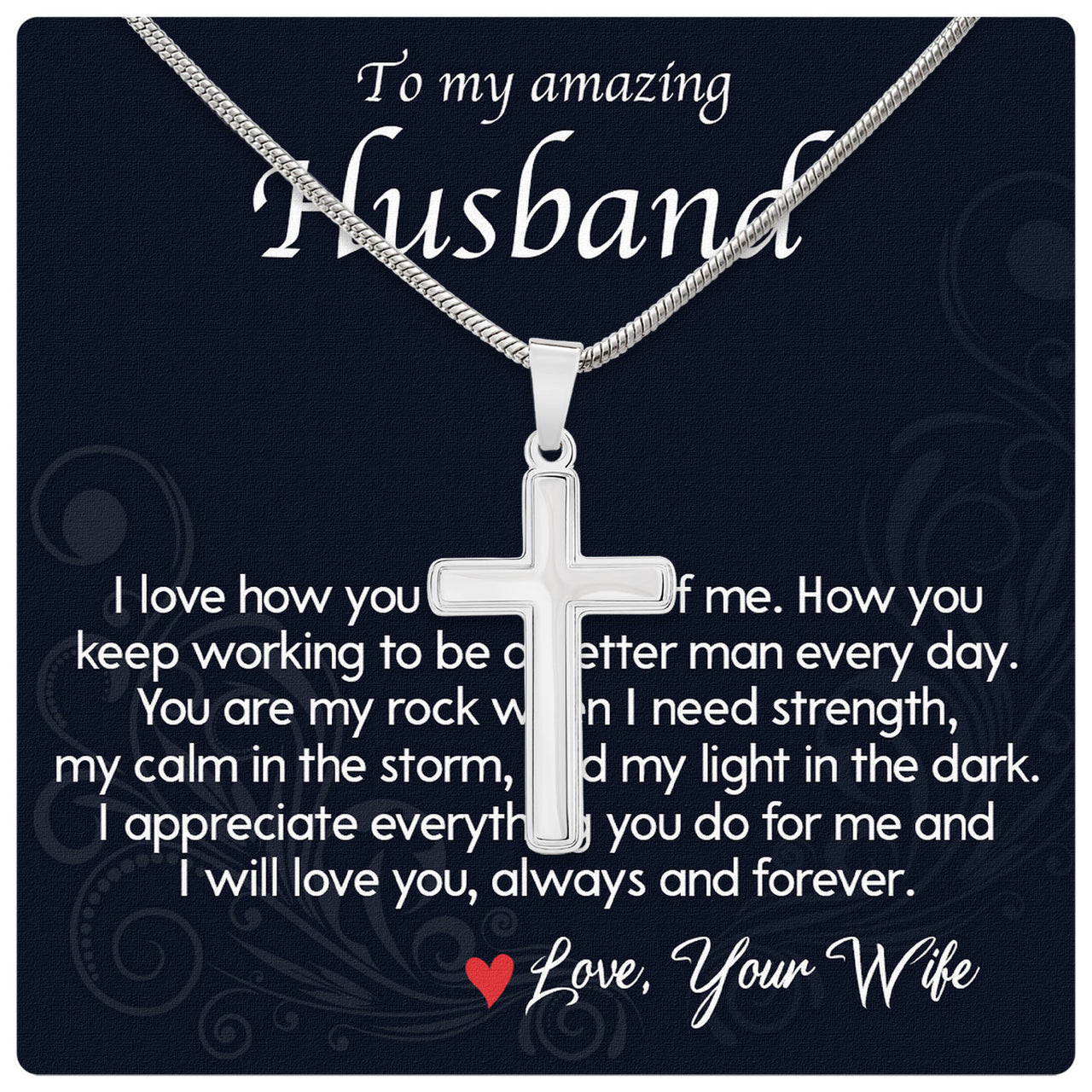 Cuban Necklace Gifts For Husband With Personalized Message Card Necklace