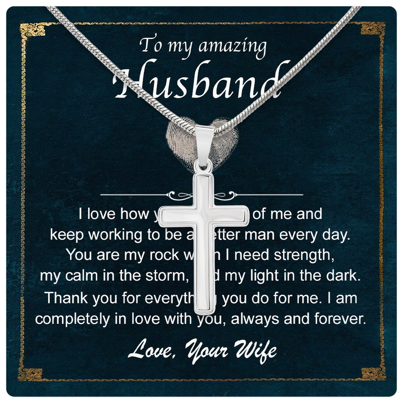 Cuban Necklace Gifts For Husband With Personalized Message Card Necklace