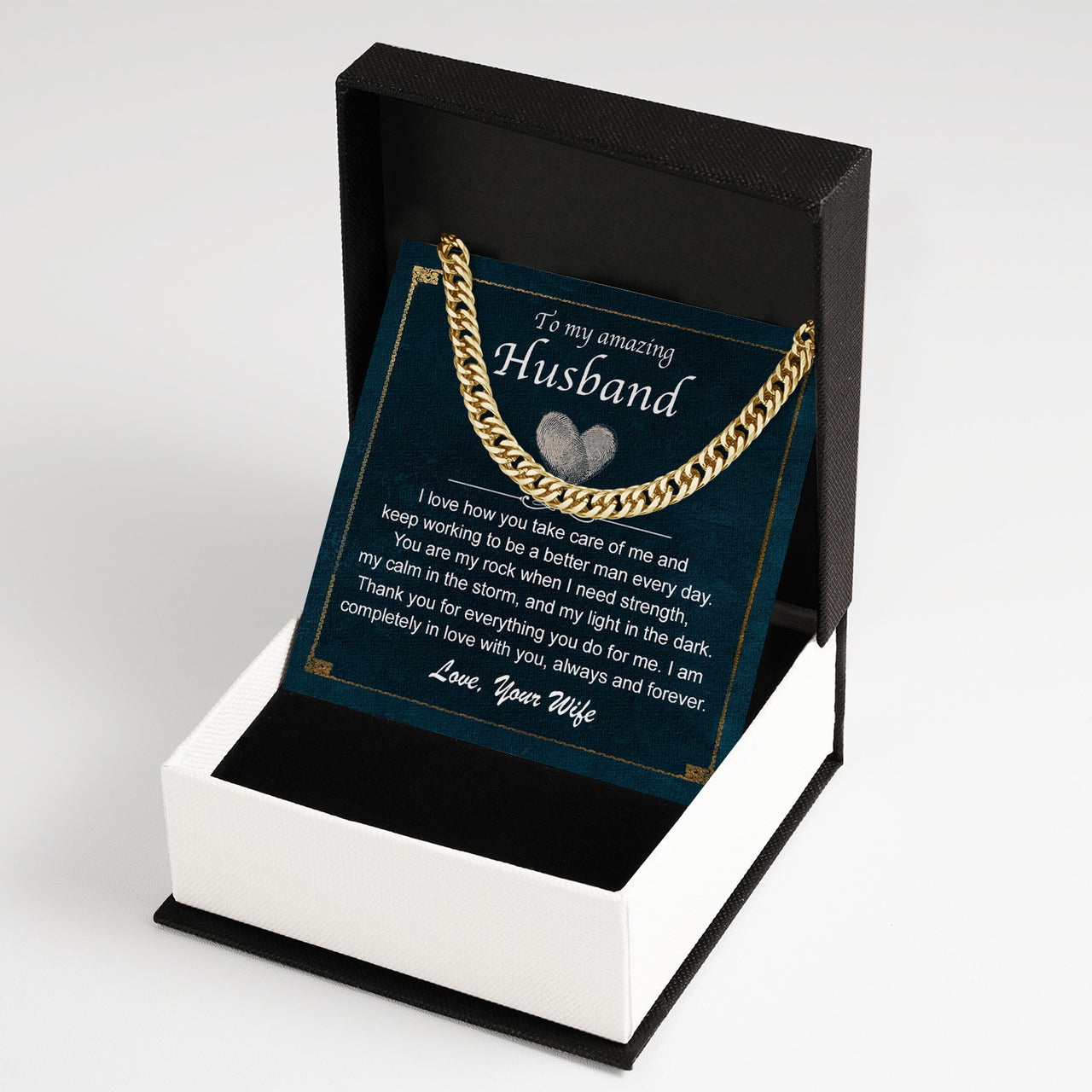 Cuban Necklace Gifts For Husband With Personalized Message Card Necklace