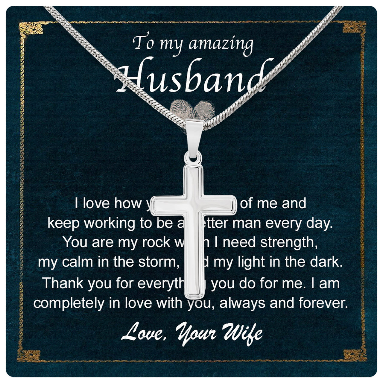 Cuban Necklace Gifts For Husband With Personalized Message Card Necklace