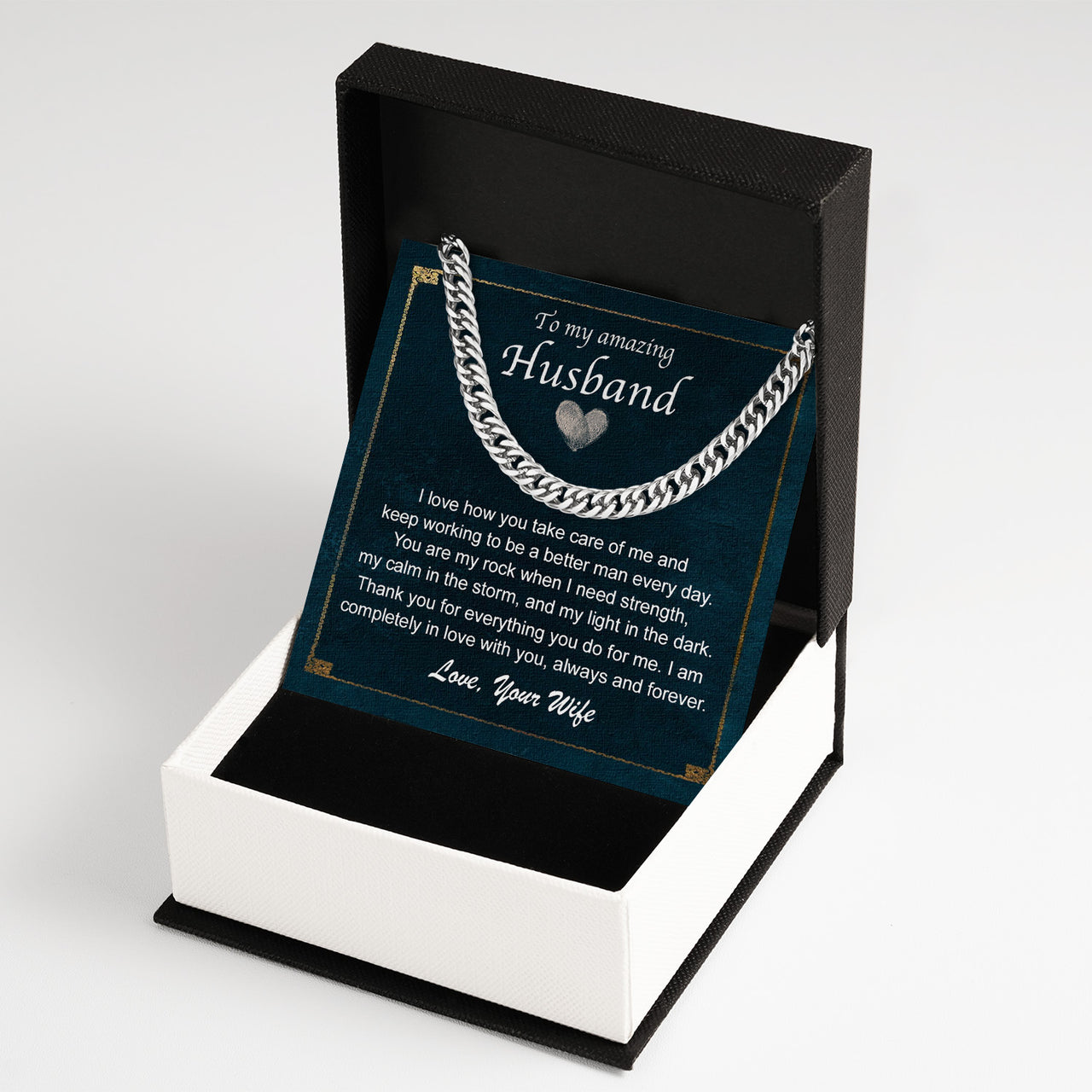 Cuban Necklace Gifts For Husband With Personalized Message Card Necklace