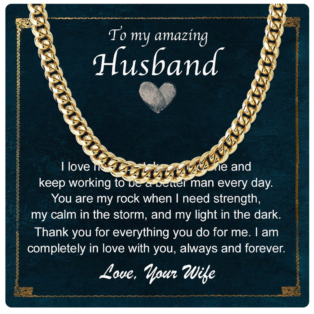 Cuban Necklace Gifts For Husband With Personalized Message Card Necklace