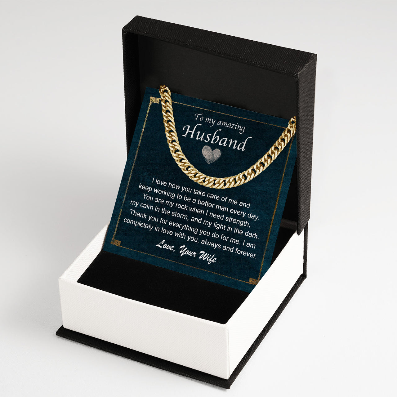 Cuban Necklace Gifts For Husband With Personalized Message Card Necklace