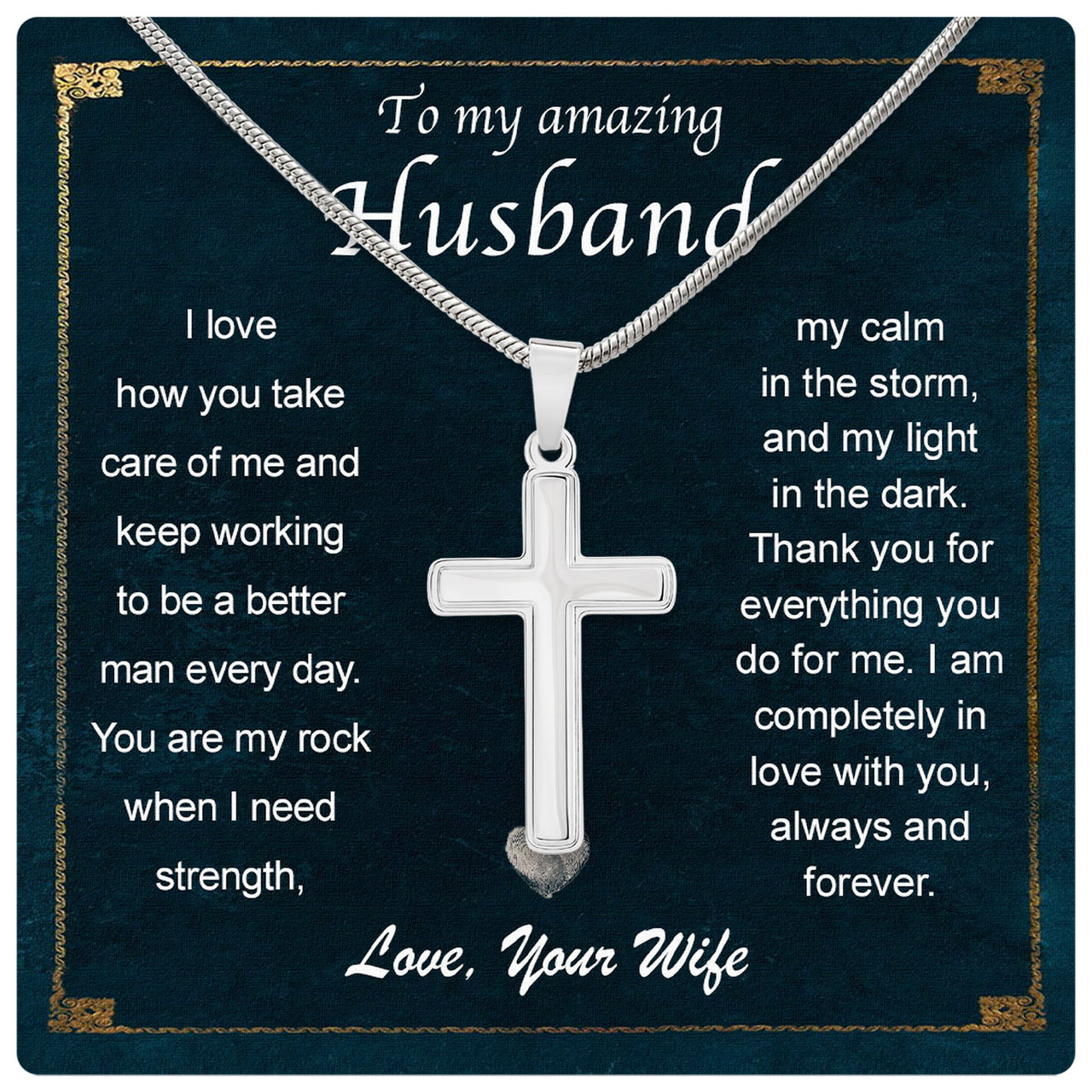 Cuban Necklace Gifts For Husband With Personalized Message Card Necklace