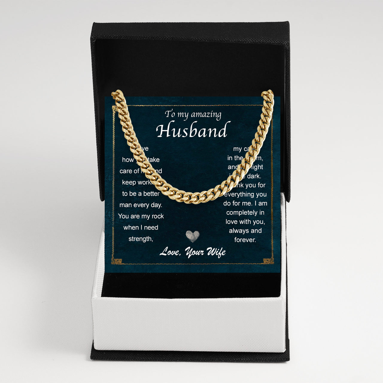 Cuban Necklace Gifts For Husband With Personalized Message Card Necklace