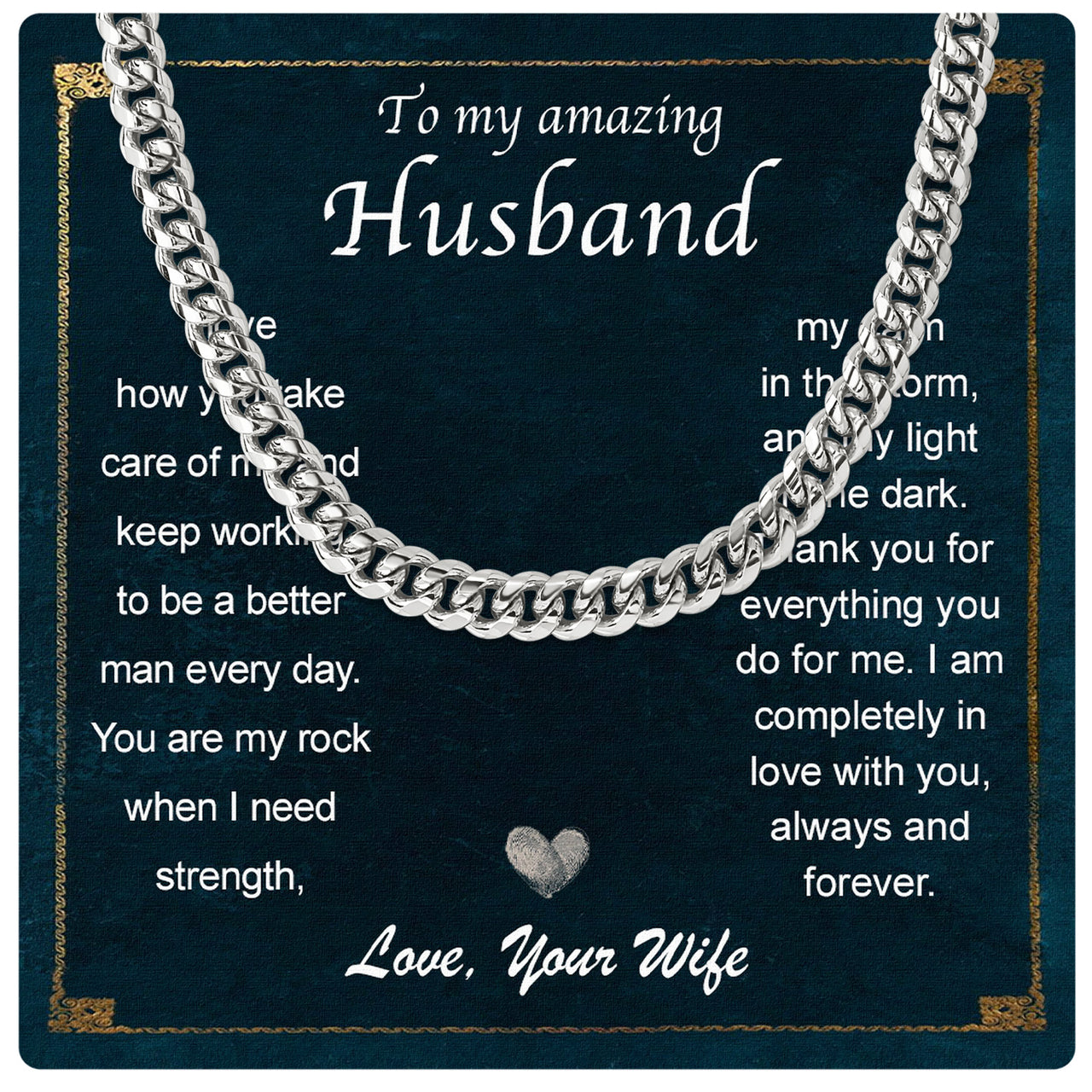 Cuban Necklace Gifts For Husband With Personalized Message Card Necklace