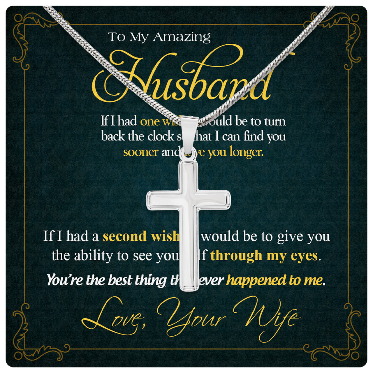 Cuban Necklace Gifts For Husband With Personalized Message Card Necklace